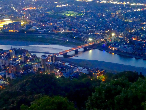岐阜公園:展望レストランの展望台から見た夜景 - 14