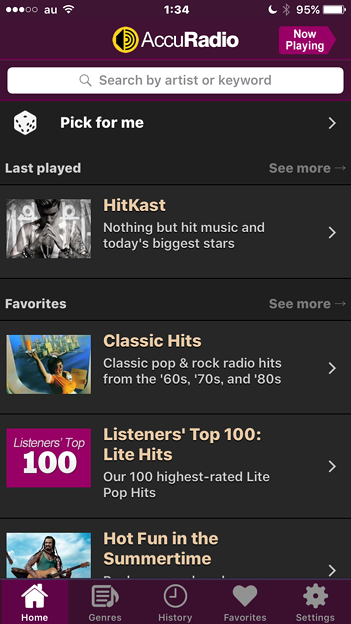 AccuRadio 2.32 No - 7:ホーム画面
