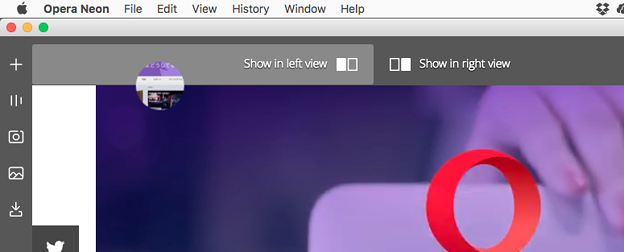 Operaの新しいコンセプトブラウザ「Opera Neon」がリリース! - 19:2つのページを並べて表示する「Split View」機能