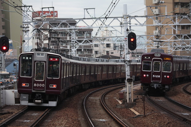 阪急神戸線と宝塚線の並走