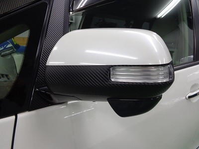 エスティマ　カーボンシート施工　ドアミラー　400