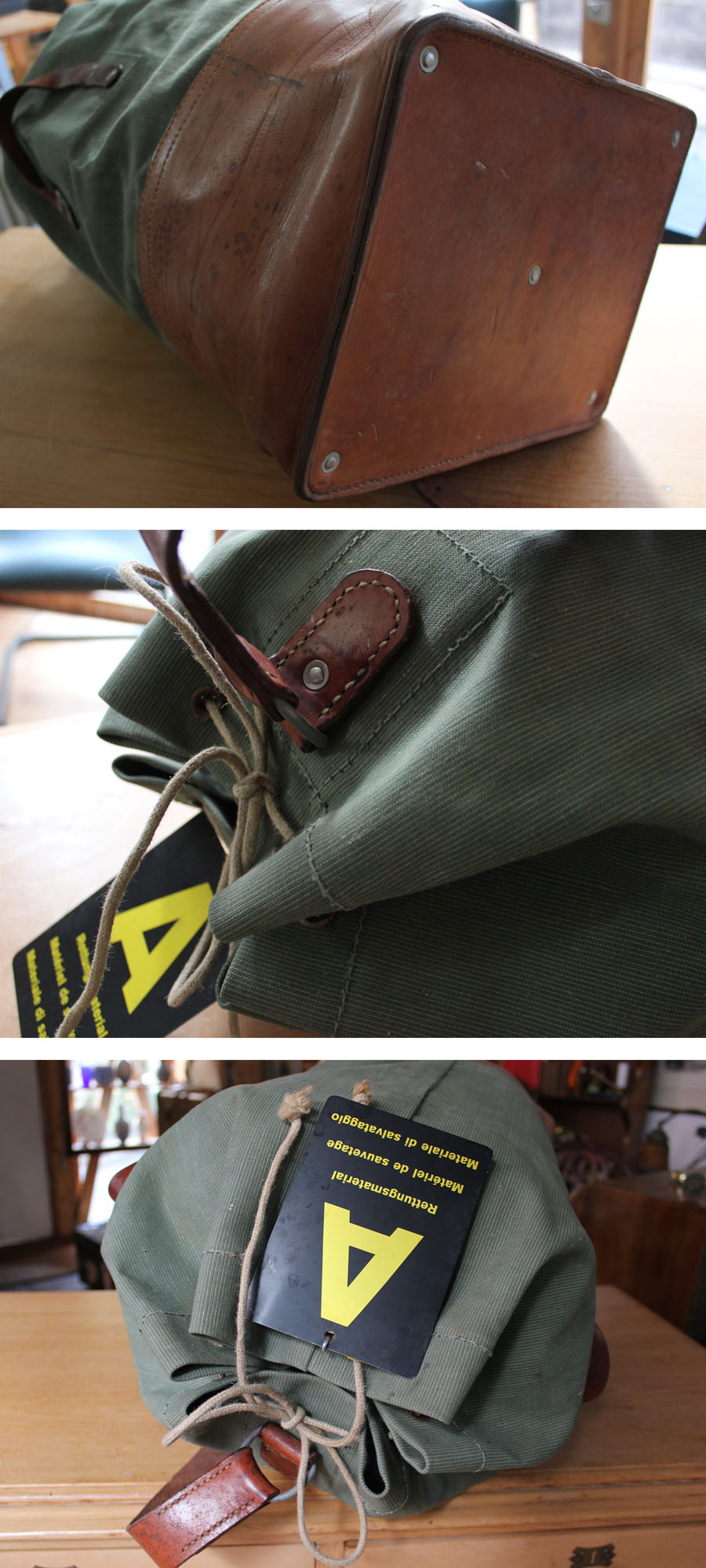SPOOKY:ヴィンテージ 60's スイス軍 キャンバス&レザー ダッフル