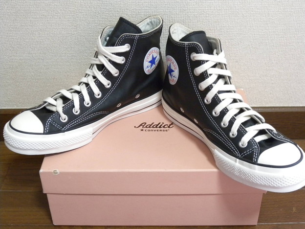 即売 converse addict chuck taylor leatehr hi black レザー