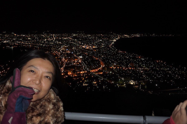 函館山からの夜景に家内も満足