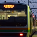 上野東京ライン夕暮れ時の小金井4番発車